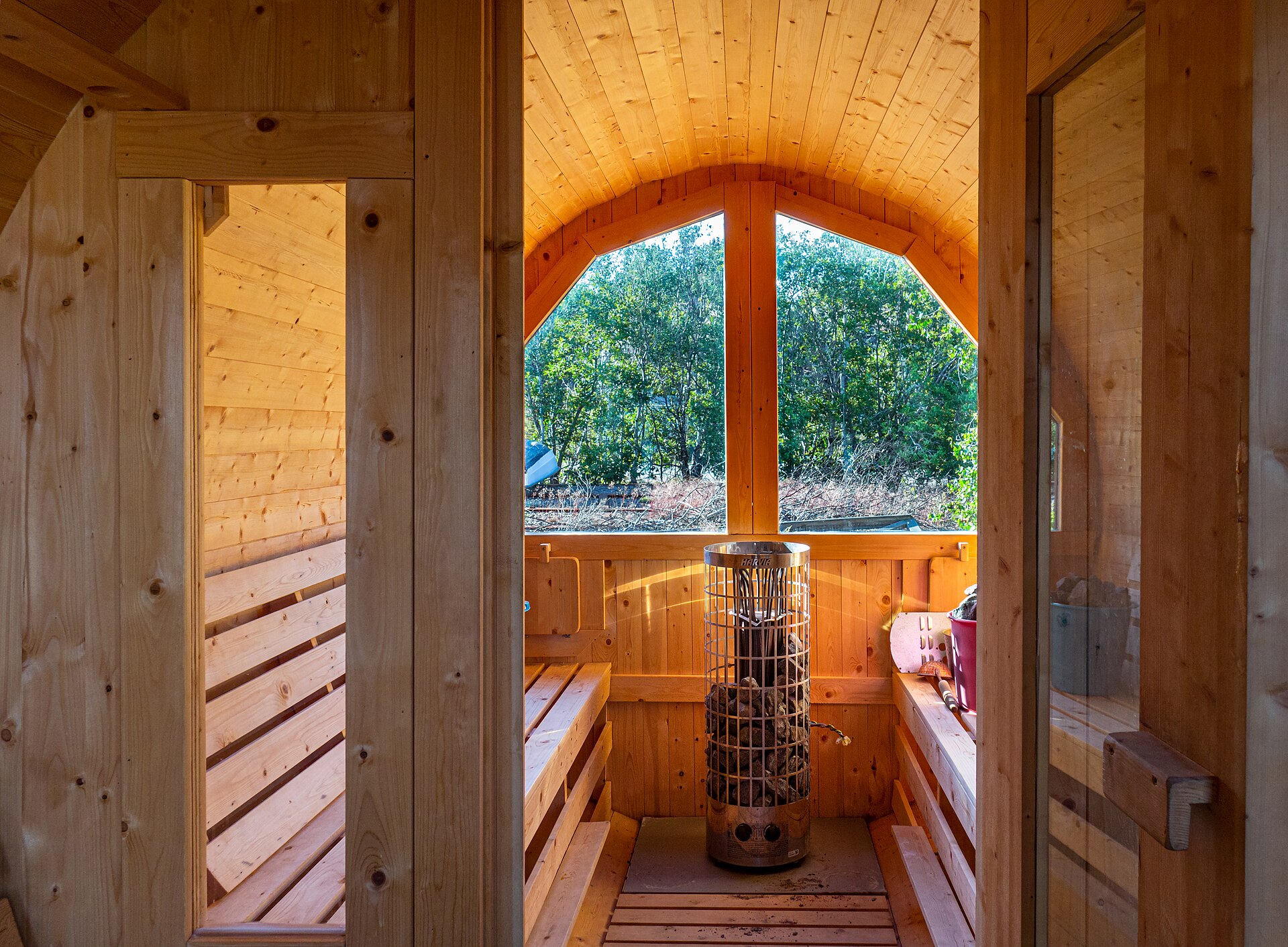 sauna wooden bench